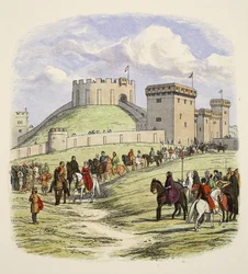 Matilda darf sich aus Arundel zurückziehen, aus A Chronicle of England BC 55 to AD 1485, veröffentlicht London, 1863